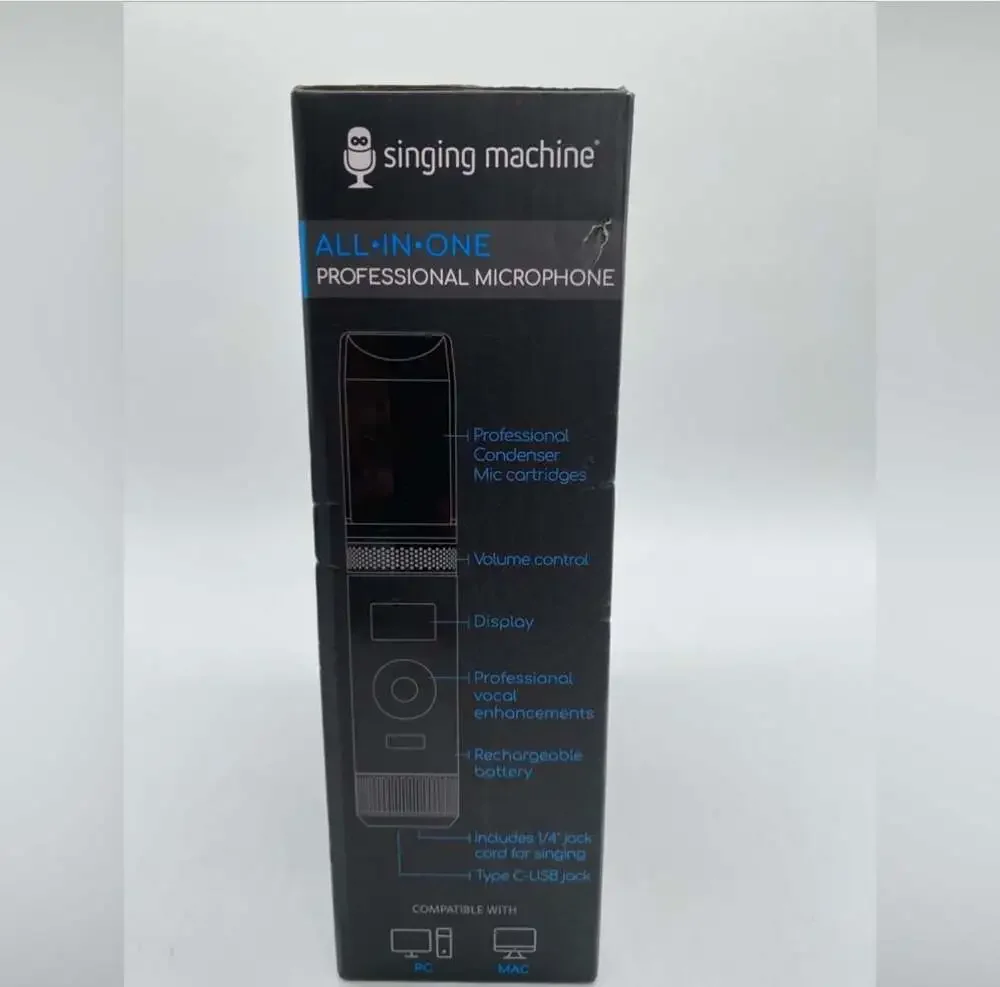 Singing Machine All-in-One Professional Microphone with Stand